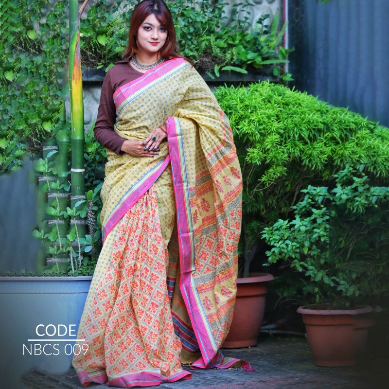 Block cotton saree NBCS009