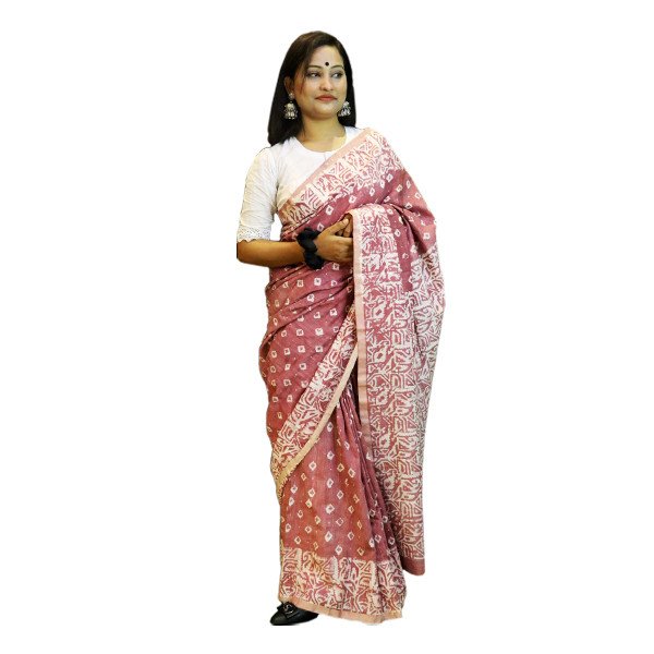 Khadi Cotton Saree - pink